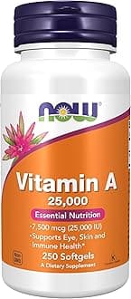 NOW Foods Supplements, Vitamin A (Fish Liver Oil) 25,000 IU, Essential Nutrition, 250 Softgels