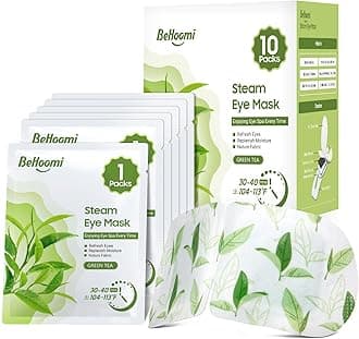 BeHoomi Steam Eye Mask, 10Packs Heated Eye Mask, Self Heating Disposable SPA Warm Compress for Eyes Sleep Mask, Travel Essentials & Relaxation Gifts for Women, Mothers Day Gifts (Green Tea Scent)
