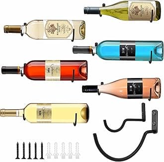 FLstudio Wall Mounted Wine Racks:6 Pack Wine Bottle Display and Storage - Hanging Bottle Holder Organizer for Living Room, Dining Room, Bar, Wine Cellar