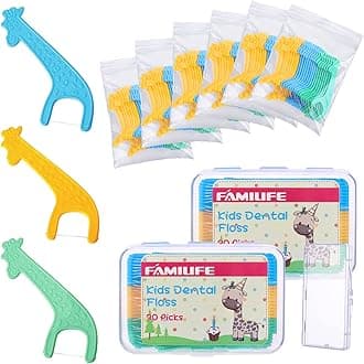 FAMILIFE Kid's Dental Floss Picks Fluoride Free, Unflavored Fun Flossing Children with Portable Travel Cases Refills Pack, 204 Picks