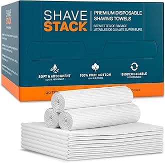 100% Cotton Shaving Towels for Men - 30 Ct, 12 x 10” - Super Soft Face Towel for Drying Face, Disposable Dry Wipes & Wash Cloths in One, Ideal Shaving Kit Accessory & Barber Supplies