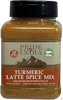 Pride of India Turmeric Latte Spice Mix 7 oz | Warm Aromatic Flavorful Spice Blend with Turmeric, Cinnamon & Ginger for Golden Milk, Lattes, Tea, Smoothies | Used in Cooking & Drinks
