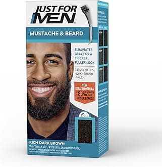 Mustache & Beard, Beard Dye for Men with Brush Included for Easy Application, With Biotin Aloe and Coconut Oil for Healthy Facial Hair - Rich Dark Brown, M-47, Pack of 1