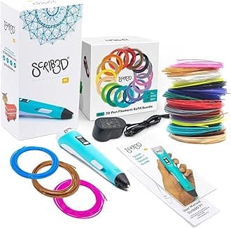 SCRIB3D P1 3D Printing Pen with 3 Starter Colors and PLA Refill Pack with 20 Assorted Colors