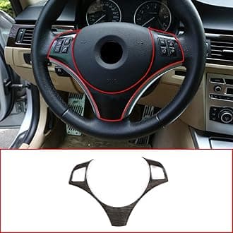 4 Styles ABS Chrome For BMW E90 3 Series 2005-2012 Car Steering Wheel Decoration Frame Trim Accessories (Black Wood Grain)