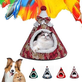 Christmas Tree Cat Bed, Christmas Tree Cat Housem, Christmas Pet Bed,Cat Christmas Bed, Cat Christmas Tree Bed, Christmas Ornament Cat Bed for Indoor Cats (D, Small)
