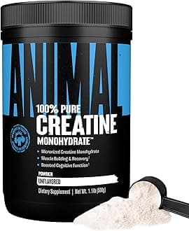 Animal Creatine Monohydrate Powder - Micronized Creatine for Women and Men, Supports Muscle Growth, Strength, Endurance, Recovery and ATP Production, Gym & Workout Supplements - Unflavored, 500g