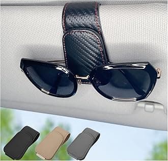 Magnetic Leather Sunglass Holder for Car, Sunglasses Clip for Car Visor, Auto Interior Accessories Universal for Different Size Eyeglasses (Carbon Fiber)