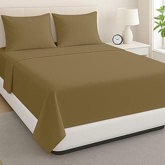 ARlinen King Waterbed Sheet Set - 4 Piece, 100% Cotton, 15 Inch Deep Pockets, Attached Design, Extra Soft Solid Taupe Bed Sheets