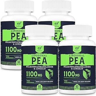 Liposomal Palmitoylethanolamide (Pea) 1100mg with Luteolin, Micronized Pea - High Purity, Super Absorption and Optimal Effectiveness, 60 Softgels (Pack of 4)