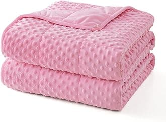 Topcee Weighted Blanket for Adults (12lbs 48"x72"), Minky Dots Heavy Blanket for 110-130lbs Sleeping, Soft, Cozy and Cooling Weighted Throw Blankets, Machine Washable, Pink