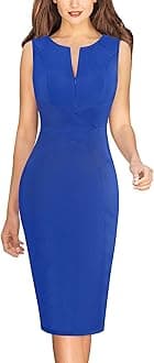 VFSHOW Womens Elegant Slim Front Zipper up Work Business Office Party Sheath Dress