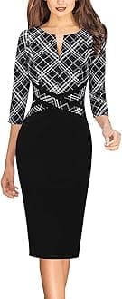 Vfshow Womens Elegant Front Zipper Slim Work Business Office Party Cocktail A-Line Dress
