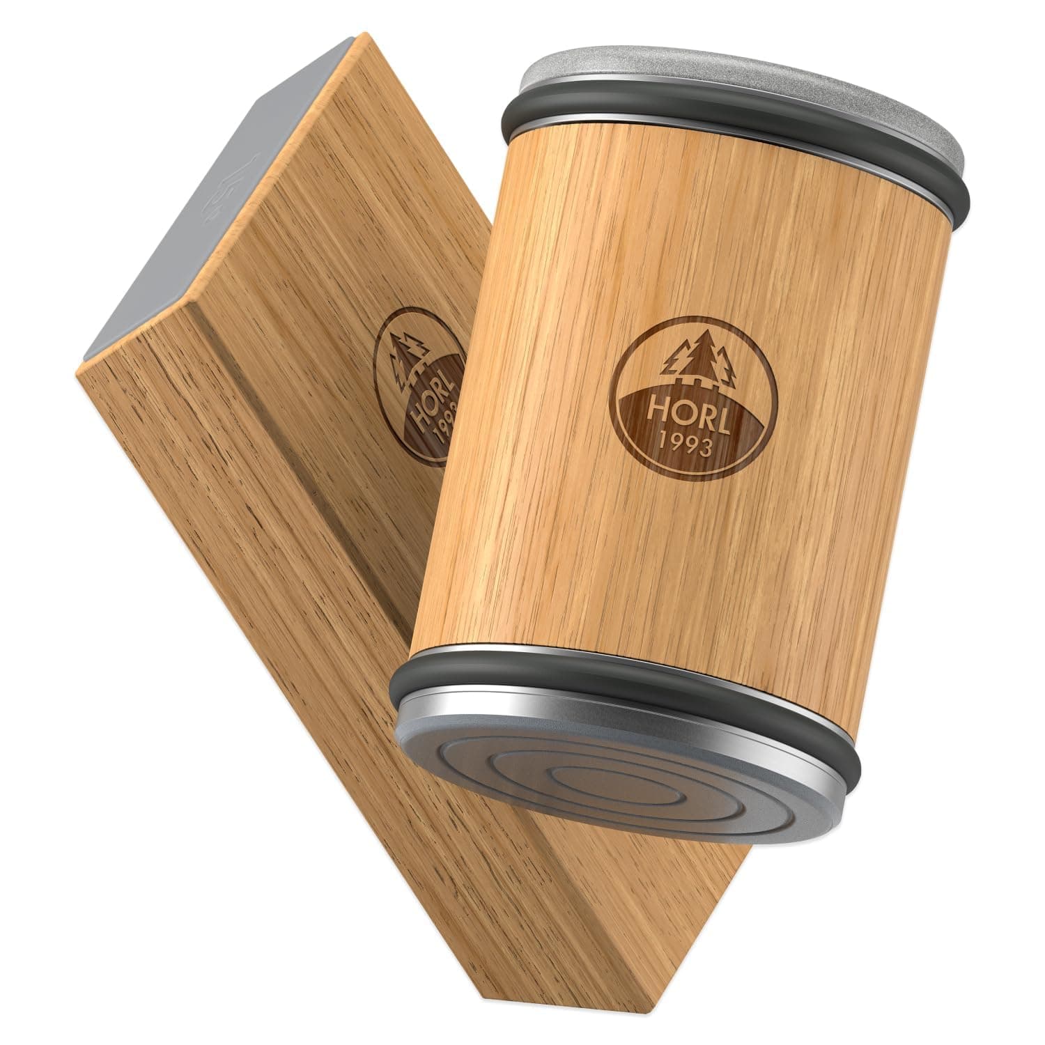 HORL 2 Oak Kitchen Knife Sharpener for Razor Sharp Edges Made in Germany - Rolling Sharpener for knives - Rolling Knife Sharpening Kit with Magnetic Holder with 15 & 20 Degrees