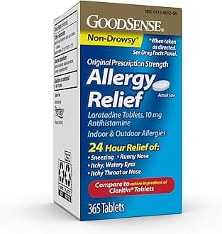 GoodSense Allergy Relief Loratadine Tablets 10 mg, Antihistamine, Allergy Medicine for 24 Hour Allergy Relief, 365 Count