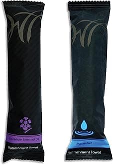 - White Towel Services 8" x 8" inch Moist Cotton Towel Individually Wrapped - Lavender and Unscented (Case of 100) *