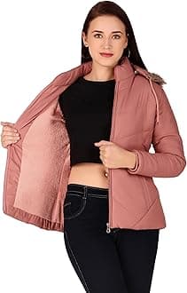 Girls and Women's Puffer Regular Fit Bomber Jacket For Winter Wear | Hooded Neck | Full Sleeve | Zipper | Casual Jacket For Woman & Girl | Western Stylish Jacket For Women