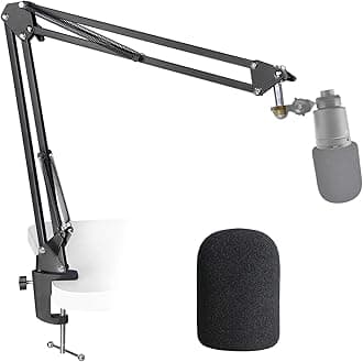 YOUSHARES AT2020 Mic Stand with Pop Filter - Microphone Boom Arm Stand with Foam Windscreen for AT2020 USB + AT2035 Condenser Microphone
