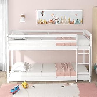 LTGB Bunk Bed for Kids, Single Bunk Bed with Ladder, Ideal for Any Room, White - 198 x 97 x 118.5 cm【UK Fast Shippment】