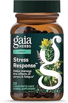 Gaia Herbs Stress Response Supplements - Supports Relaxation & Healthy Stress Response* - with Rhodiola, Holy Basil, Ashwagandha & More - 30 Vegan Liquid Phyto-Caps (15 Servings)