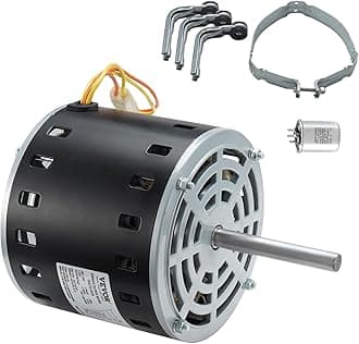 1/2HP Furnace Blower Motor, 1075RPM 5-Speed, 208/230V 2.7A, 48 Frame 3.4" Shaft Length, 0.5" Shaft Diameter, CW/CCW Dual Rotation, with 7.5μF/450V Capacitor and 11" Hold Hoop