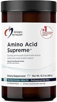 Designs for Health Complete Amino Acid Powder with BCAAs - Amino Acid Supreme, Fruit Punch (30 Servings / 360g)
