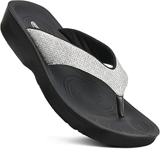 AEROTHOTICComfy Arch Support flip flops for women Split Toe Stylish Cushioned Strap with non-slip footbed Walking Dressy Sandals Indoor and Outdoor