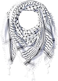 Hirbawi Premium Arabic Scarf Cotton Shemagh Keffiyeh 47"x47" Arab Scarf Made in Palestine