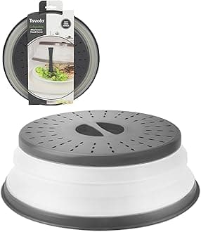 Tovolo Vented Collapsible Medium Microwave Cover (Charcoal) - Splatter Guard & Colander Kitchen Gadget for Food & Meal Prep/Dishwasher-Safe, BPA-Free Silicone & Plastic