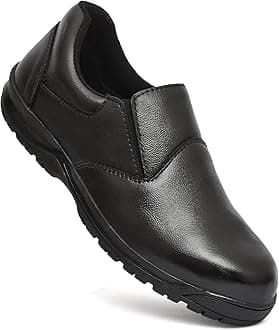STONIX™ Ninja genuine Leather safety sheos Men's|Lightweight Safety Shoes Comfortable foot|Slip Resistant-Waterproof (Black 10)