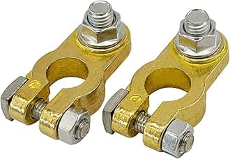 Ampper Brass Battery Terminal Connectors, Top Post Battery Terminals Connector Battery Cable Ends for Marine Car Boat RV Vehicles (1 Pair)