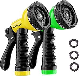 Garden Hose Nozzle Sprayer: 2 Pack Water Spray Nozzles for Garden Hose Heavy Duty - Hose Head Set with 10 Watering Patterns - High Pressure Hose Attachment for Car Wash and Lawn