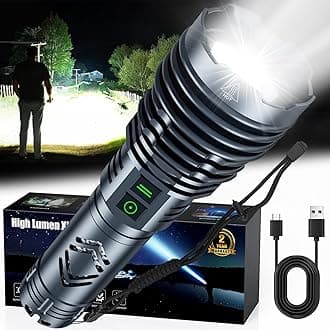 [24H Long Life] High Power 155,000 Lumens Rechargeable Flashlights, Super Bright Tactical Flashlight with 1200m Ultra-Long Beam, XHP160.6 LED Light for Emergency, Camping, Gifting
