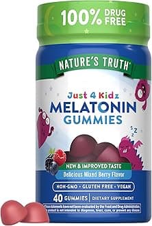 Nature's Truth Kids Melatonin Gummy | 1mg | 40 Count | Vegan, Non-GMO & Gluten Free Gummies | Mixed Berry Flavor