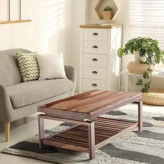 Wakefit Coffee Table | 3 Year Warranty | Center Table, Tea Table, Center Table for Living Room, Coffee Table for Living Room, Sheesham Wood (Cortado - Natural Finish)