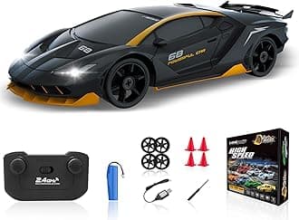 RC Drift Car 2.4GHz 1/24 Remote Control Car 4WD High Speed Drifting Cars with Light Rechargeable Battery and Drift Tires RC Cars Toys for Kids Adults Girl Boys, Black