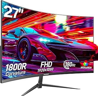 Gawfolk 27 inch Curved Gaming Monitor,144Hz/180Hz PC Monitor Full HD 1080P, Frameless 1800R Computer Display with FreeSync & Eye-Care Technology, Wall Mountable, DP, HDMI Port (Black)