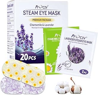 ProCIV 20 Packs Steam Eye Masks, Warming Eye Masks for Dark Circles, Disposable Self-heating Hot Eye Mask Soothing Headache, Dry Eyes, Heating Eye Mask for Stress Eye Fatigue Relief Moher's Day Gift