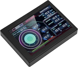 Bewinner Computer Temp Monitor, 3.5 Inch PC Temperature Display, Stepless Dimming Rotating PC Sensor Panel, PC CPU Data Monitor for Desktop Chassis, USB C Rechargeable (Black)