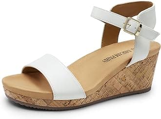 DREAM PAIRS womens Open Toe Buckle Ankle Strap