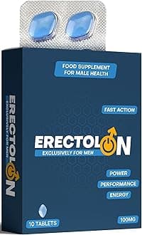ERECTOLON | Pills for Men UK | Blue 10 Stamina & Energy Tablets | Fast-Acting Tribulus Terrestris Herbal Supplements for Enhanced Performance & Stamina | Korean Ginseng | Supplement for Men