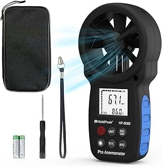 HoldPeak Anemometer Handheld, Digital Wind Speed Meter with Backlight, Air Flow Velocity Temperature CFM Measuring Device for outdoors garden Surfing HVAC Vent, HP-866B