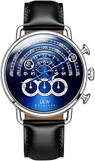 Luxury Men's Big Dial Chronograph Sapphire Glass Waterproof Quartz Black Leather Gold Watches