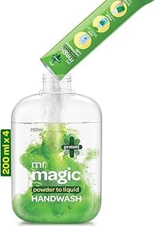 Godrej Protekt Mr. Magic Powder-to-Liquid Handwash Refill, Pack of 4 (makes 200ml each)