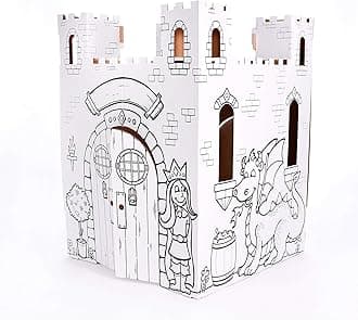 Easy Playhouse Fairy Tale Castle - Kids Art and Craft for Indoor and Outdoor Fun, Color, Draw, Doodle – Decorate and Personalize a Cardboard Fort, 32" X 32" X 43. 5" - Made in USA, Age 3+, White