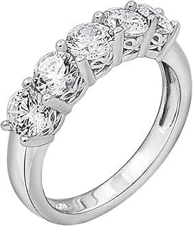 Sterling Silver Five-Stone Ring set with Round Cut Infinite Elements Cubic Zirconia (previously Amazon Collection)