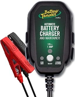 Battery Tender Junior 12V, 800mA Battery Charger and Maintainer for Lead Acid and Lithium Batteries - Switchable Battery Charger for Powersports - 022-0199-DL-WH