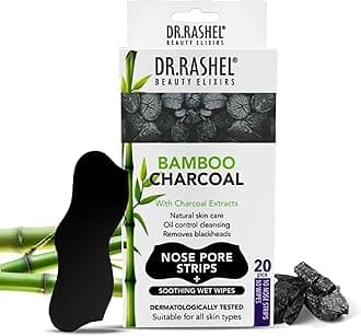 Bamboo Charcoal Nose Pore Strips | Activated Charcoal & Tea Tree Oil | Painless Blackhead Removal, Oil Control & Deep Dirt Cleansing | 20 PCS