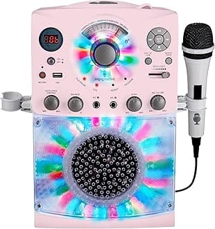 Singing Machine SML385UP Bluetooth Karaoke System with LED Disco Lights, CD+G, USB, and Microphone, Rose Gold/Frosted Pink [Amazon Exclusive]