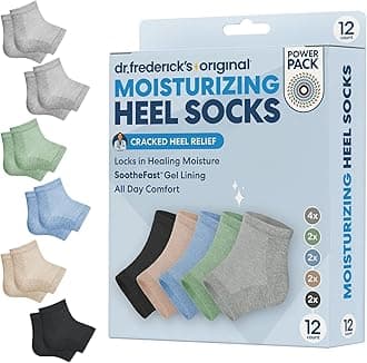 Dr. Frederick's Original Moisturizing Heel Socks for Dry Cracked Heels Treatment - 6 Pairs - Infused with Naturally Nourishing Oils and Butters - Self Care Gifts for Women & Men - Power Pack
